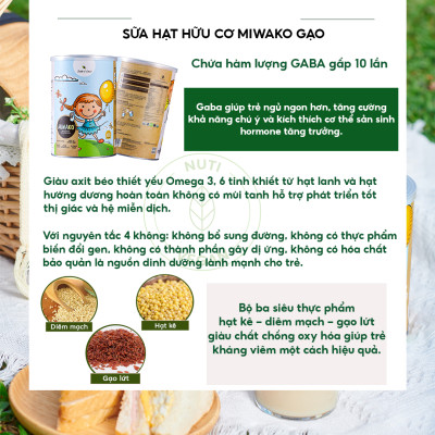 Sữa Hữu Cơ Miwako Nhập Khẩu Malaysia Hộp 400g Vị Gạo, Sữa Hạt Dinh Dưỡng Cho Bé Biếng Ăn Tiêu Hóa Kém Thấp Còi