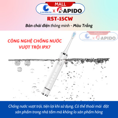 Máy Tăm nước cầm tay Rapido RWG150/RWW-300 - Bàn chải điện thông minh RST-15CW Trắng/RST-15WB Đen - Hàng Chính Hãng - bảo hành 6 tháng