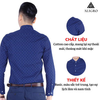 Áo sơ mi nam dài tay ALIGRO cổ bẻ dáng ôm body 100% chất cotton form slimfit ALGS148