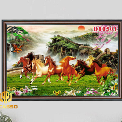 D805 31 Tranh kính Bát mã tung hoành (Được chọn mẫu)
