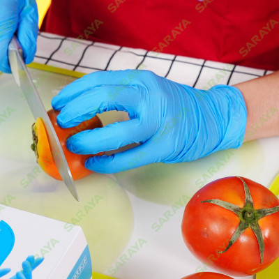Găng tay cao su Saraya Nitrile Glove Extend (Màu Xanh), dùng trong thực phẩm, làm đẹp, y tế, công nghiệp - 200 cái/hộp
