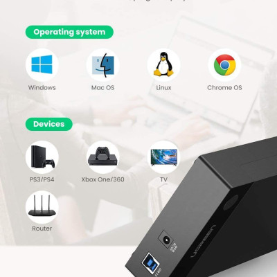 Ugreen UG50423US222TK hỗ trợ 16TB hộp đựng ổ cứng 3.5" 2.5 inch chuẩn SATA ra usb 3.0 có cấp nguồn - HÀNG CHÍNH HÃNG