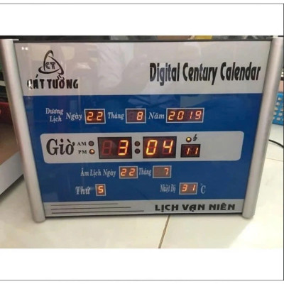 Đồng Hồ Treo Tường LED Cát Tường Có Lịch Âm – Lịch Vạn Niên Sáng Rõ, Hiện Đại, Kích Thước Lớn 40x30cm