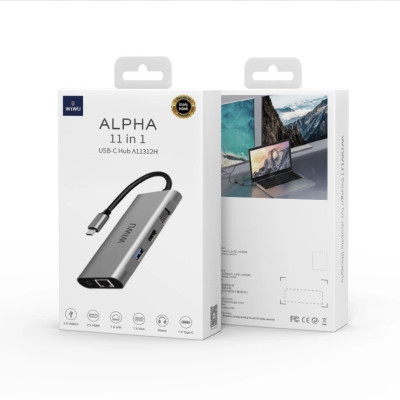 BỘ CHUYỂN ĐỔI WIWU ALPHA A11312H 11 IN 1 USB TYPE C HUB Chất Liệu Hợp Kim Nhôm, Khả Năng Tương Thích Rộng Rãi - Hàng Chính Hãng