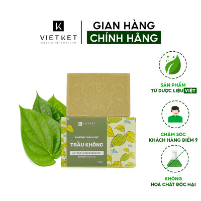 Cục Xà Bông Thảo Dược Trầu Không VIETKET 100g - Làm Sạch, Giảm Mụn Lưng, Sáng Da, Duy Trì Độ Ẩm, Hương Thơm Thảo Dược