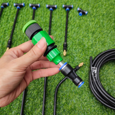 Bộ 15 béc phun sương tưới cây kèm 20m ống có cút nối vòi nước