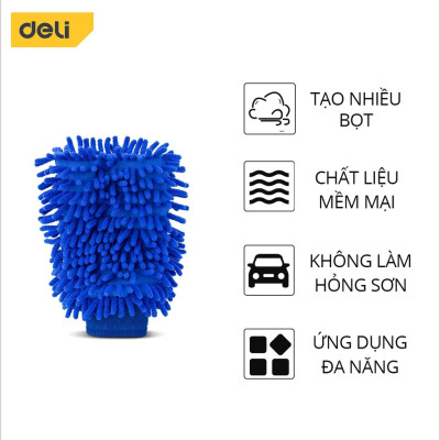 Găng Tay Rửa Xe Deli, Lau Rửa Ô Tô, Xe Máy, Cửa Kính, Đồ Dùng Gia Đình Tiện Dụng - Chất Liệu Mềm Mại, An Toàn - DL882004