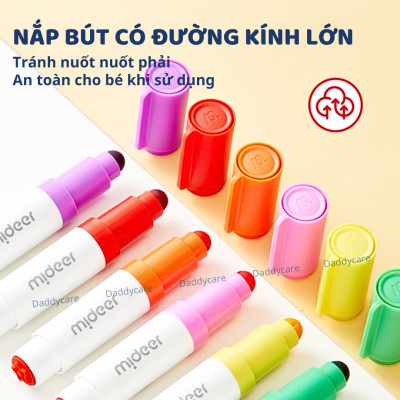 Bút màu chấm tròn mideer Round-Tip Stamper Washable Marker, bút highlight 2 đầu cho bé 2,3,4,5,6 tuổi