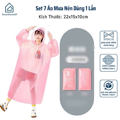 Set 7 Áo Mưa Nén Dùng 1 Lần Cho Bé & Người Lớn – Mỏng Nhẹ, Giao Màu Ngẫu Nhiên - HÀNG CHÍNH HÃNG MINIIN