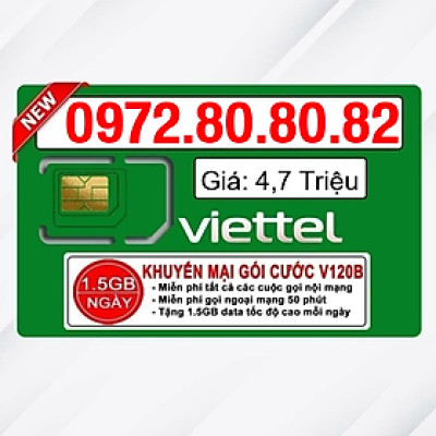 Sim Viettel số đẹp - Hàng chính hãng - 0972.80.80.82