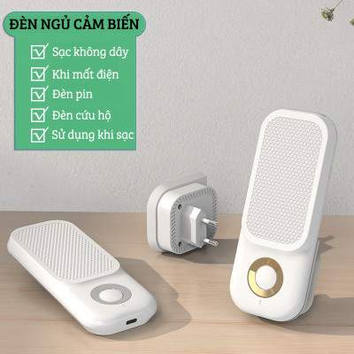 Đèn Ngủ Cảm Ứng Thông Minh Sử Dụng Pin Sạc FEIDASH TB-38SL - Cảm Ứng Nhạy Bén Khi Có Chuyển Động - Chiếu Sáng Đa Chức Năng, Có Thể Cầm Tay Sử Dụng Như Đèn Pin - Sạc Bằng Cáp Sạc USB-C Và Sạc Không Dây Qua Đốc Sạc Adapter 