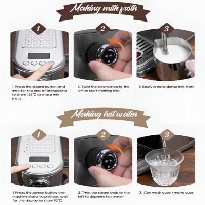 Máy pha cà phê bán tự động Espresso, Cappuccino, Latte thương hiệu Mỹ cao cấp HiBREW H10B - Hàng Nhập Khẩu