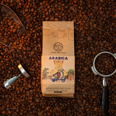 Cà Phê Hạt Arabica Rang Mộc Nguyên Chất - 90S Coffee Vietnam - 100% Cà Phê Sạch Cao Cấp