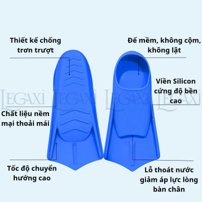 Chân Vịt Bơi Lội Silicon, Chân Nhái Lặn Biển Chuyên Nghiệp Bẻ Cong 90 Mềm Mại Cho Trẻ Em, Người lớn