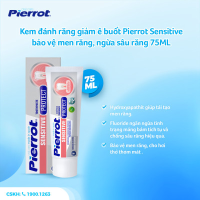 [ Mua 2 tặng 1 bàn chải ] Kem đánh răng giảm ê buốt Pierrot Sensitive bảo vệ men răng, ngừa sâu răng 75ML