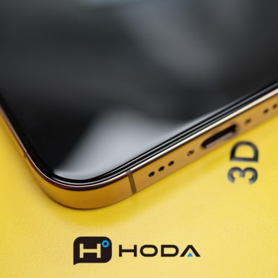 Kính cường lực viền siêu mỏng hiệu Hoda Curved 3D cho iPhone 16 Pro Max iP 15 Pro Max 16 Plus 15 Plus -Không lẹm viền, Phủ Nano, vát cạnh 3D, độ cứng 9H - Hàng nhập khẩu