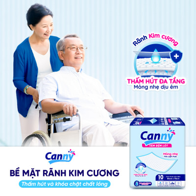 Tấm Đệm Lót Người Lớn CANNY Siêu Mềm Mại, Siêu Thấm, Kháng Khuẩn (10 miếng/gói)