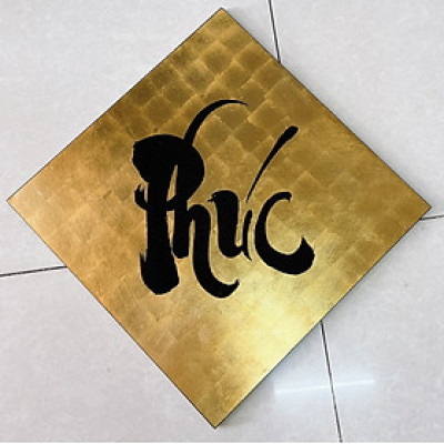 Tranh sơn mài chữ Phúc dát vàng size 50x50 cm