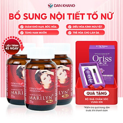 Liệu trình tăng nội tiết tố nữ Marilyn Plus Dân Khang giảm khô hạn tăng sinh lý nữ hộp 30 viên