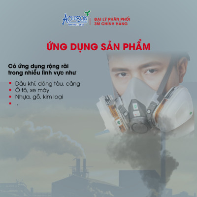 Bộ mặt nạ chống hóa chất, dùng phun thuốc trừ sâu - Mặt nạ nửa mặt 3M 6100/ 6200  kèm 2 phin lọc - Hàng chính hãng 100%