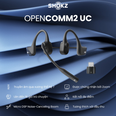 Tai nghe Bluetooth truyền âm thanh qua xương Shokz OPENCOMM2/OPENCOMM2 UC - Hàng Chính Hãng
