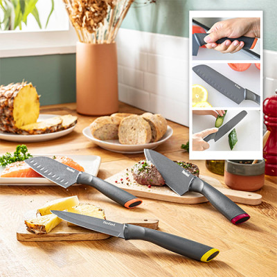 Dao làm bếp Titanium Santoku Tefal Fresh Kitchen 12cm K1220104 - Hàng chính hãng