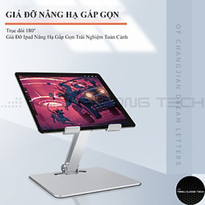 Giá Đỡ Máy Tính Bảng - Ipad - Điện Thoại Hợp Kim Nhôm Nguyên Khối - Nâng Hạ Điều Chỉnh Góc Nhìn Tùy Thích - Gấp Gọn Tiện Lợi - Hàng Chính Hãng