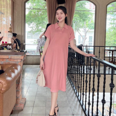 Đầm bầu Polo thun tăm dáng dài trẻ trung, năng động đi làm, đi chơi Nữ Women