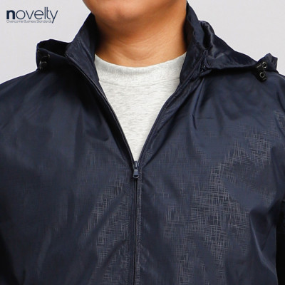 Áo jacket nam in chìm nón rời Novelty xanh đen 2203172