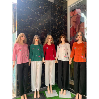 Đồ lam đi chùa #Bộ bà ba thêu sen chất lụa cao cấp