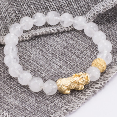 Vòng Đá Thạch Anh Ưu Linh Trắng Phối Charm Bạc (8mm) Ngọc Quý Gemstones