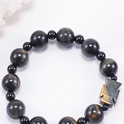 Vòng Chuỗi Mân Côi Đá Mắt Hổ Xanh Đen (12mm) - Ngọc Quý Gemstones