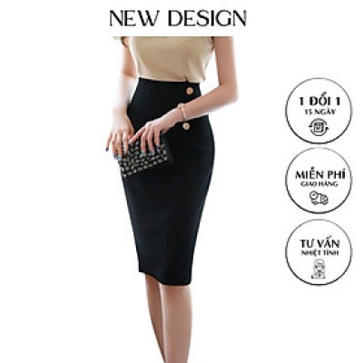 Chân Váy Dài, New Design Thiết Kế Phối Nút Trẻ Trung ,Dáng Váy Bút Chì Dài 62cm, 3 Màu Chủ Đạo ,Chất Vải Tốt, Co Giãn CV0012