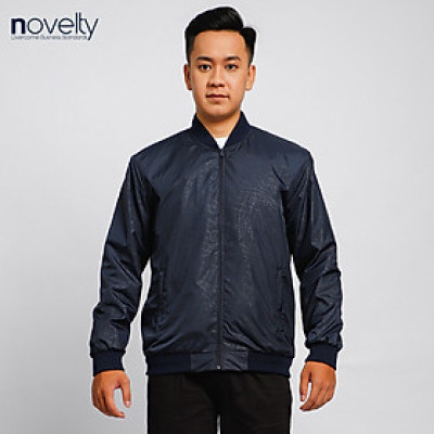 Áo jacket nam không nón họa tiết in chìm kháng nước Novelty xanh đen 2203372