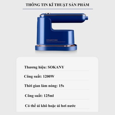 Bàn là ủi hơi nước cầm tay mini SOKANY 3069 công suất 1200W có thể ủi khô và ủi ướt, tiện dụng dễ mang theo du lịch - HÀNG CHÍNH HÃNG - DELIYA