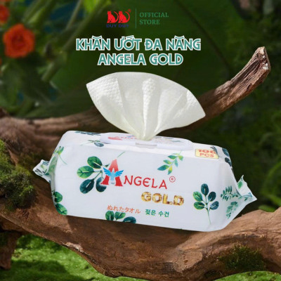 Combo 10 Gói  Khăn ướt đa năng cho bé Baby Angela Gold vải không dệt rayon cao cấp 100 miếng (18x20cm)