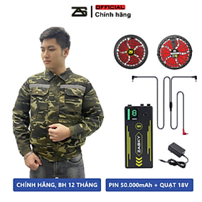 [BÁN CHẠY] Bộ Áo Điều Hoà ZASKY Nhật Bản Pin Dung Lượng 40.000mah Cao Cấp Chạy 18-20 Tiếng, Tặng Đá Khô Làm Mát, Bảo Hành 12 Tháng Lỗi 1 Đổi 1