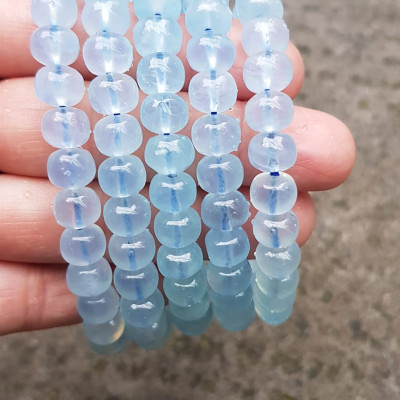 Vòng tay phong thủy may mắn đá Aqua Xanh hạt bầu tròn mới đẹp Size 8mm bóng đẹp Vòng màu xanh Aqua nhẹ nhàng mát lạnh đeo tay xinh xắn lắm ạ