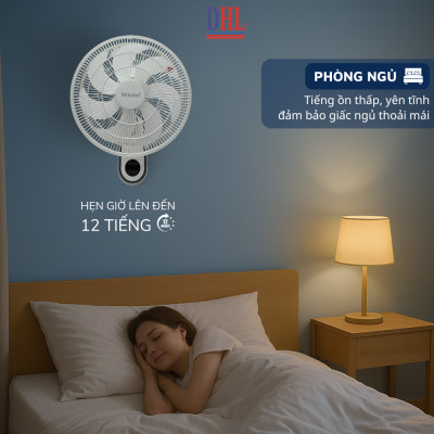 Quạt treo tường FTT-60AEC-D39W có remote, công suất 60W, hẹn giờ thông minh lên đến 12 tiếng - hàng chính hãng Bảo hành 2 năm