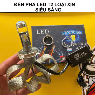 Mẫu Đèn Pha LED Bi Cầu T2 Cao Cấp – Siêu Sáng Lắp Xe Máy Ô Tô Dễ Dàng, Không Cần Độ Chế