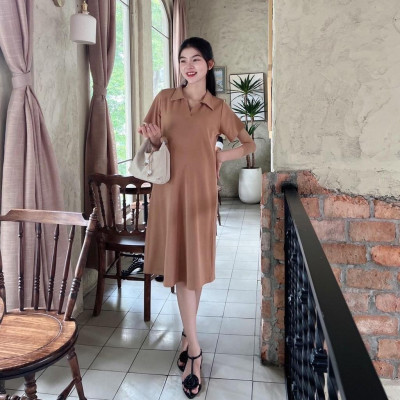 Đầm bầu Polo thun tăm dáng dài trẻ trung, năng động đi làm, đi chơi Nữ Women