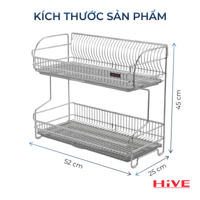Kệ (giá) để chén bát HiVE DG 2 tầng inox 304
