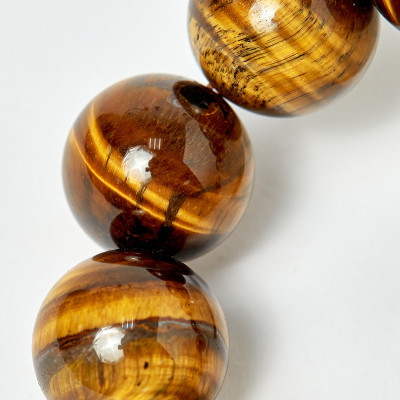 Vòng nam thạch anh mắt hổ vàng nâu hạt 20mm mệnh thổ, kim - Ngọc Quý Gemstones