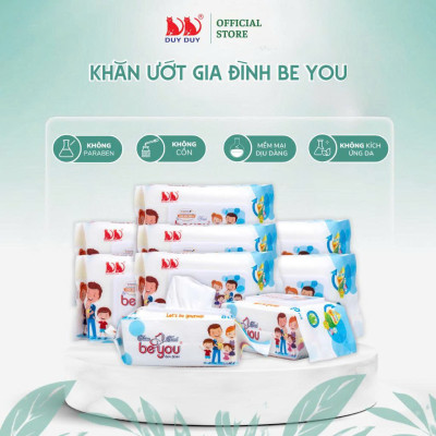 Combo 10 Gói Khăn ướt đa năng Be You vải không dệt rayon loại 1 80 miếng (13.5x20cm) không hóa chất
