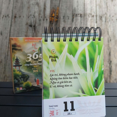 Sách Lịch Bính Ngọ 2026 - Kinh Pháp Cú - 365 Ngày sống theo lời Phật dạy