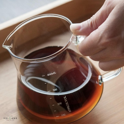 Bình pha cà phê thủy tinh chịu nhiệt Tiamo 400ml nắp inox