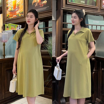 Đầm bầu Polo thun tăm dáng dài trẻ trung, năng động đi làm, đi chơi Nữ Women