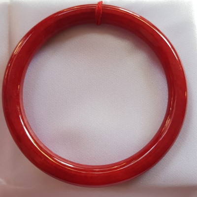 Vòng Cẩm Thạch đỏ đẹp đậm đều bóng xinh quá ni 54mm x cọng 7mm Vòng  chuẩn hợp nữ mạng hỏa mạng thổ 53kg- 60kg đeo đẹp tay may mắn tốt sức khỏe công việc rực rỡ tài lộc ạ Món quà tặng ý nghĩa dành cho Mẹ chính mình & người thân ạ