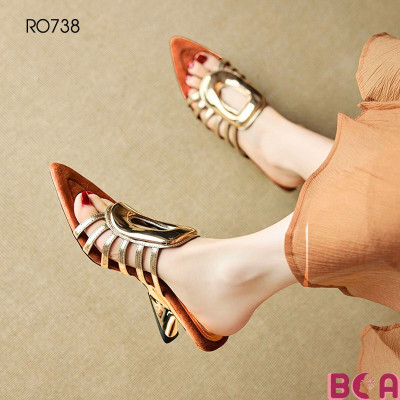 [ĐỘC - ĐẸP - ÊM]  Dép Nữ Đi Tiệc Đi Làm Đi Chơi Đều Sang RO738 ROSATA Đế Xuồng Phối Quai Mảnh