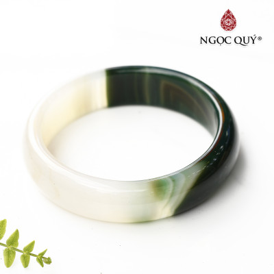 Vòng tay đá mã não trắng xanh mệnh mộc hỏa - Ngọc Qúy